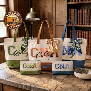 Custom CNA Canvas Tote Bag, Certified Nursing Assistant Work Tote, Nurse Essentials Tote, Healthcare Work Bag, Medical Gift Tote