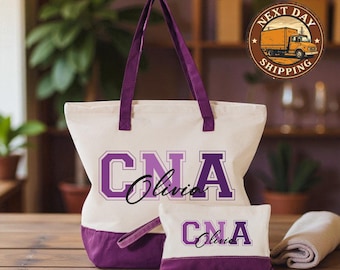 Custom CNA Canvas Tote Bag, Certified Nursing Assistant Work Tote, Nurse Essentials Tote, Healthcare Work Bag, Medical Gift Tote