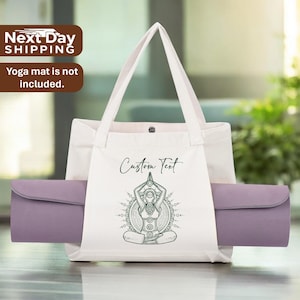 Custom Yoga Mat Holder Bag, Personalized Yoga Mat Holder Tote Bag, Canvas Yoga Bag with Mat Holder, Organic Pilates Meditation Bag,Yoga Gift