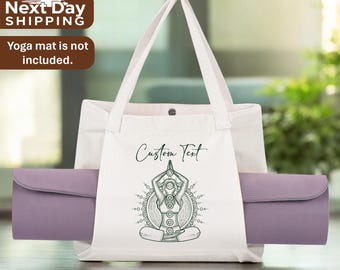 Custom Yoga Mat Holder Bag, Personalized Yoga Mat Holder Tote Bag, Canvas Yoga Bag with Mat Holder, Organic Pilates Meditation Bag,Yoga Gift