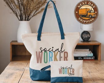 Custom Social Worker Tote Bag, Social Worker Gifts, Personalized MSW Student Gifts, MSW Graduation Gifts, Social Worker Appreciation Week