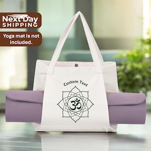 Personalized Om Yoga Bag, Custom Yoga Mat Holder Tote Bag, Canvas Yoga Bag with Mat Holder, Organic Pilates Meditation Bag, Yoga Gifts