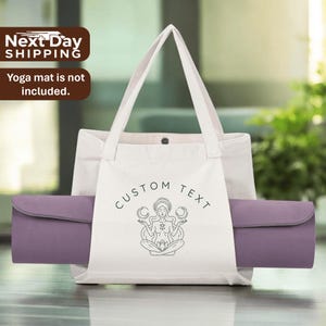 Personalized Buddha Tote Bag, Custom Yoga Mat Holder Tote Bag, Canvas Yoga Bag with Mat Holder, Organic Pilates Meditation Bag, Yoga Gifts