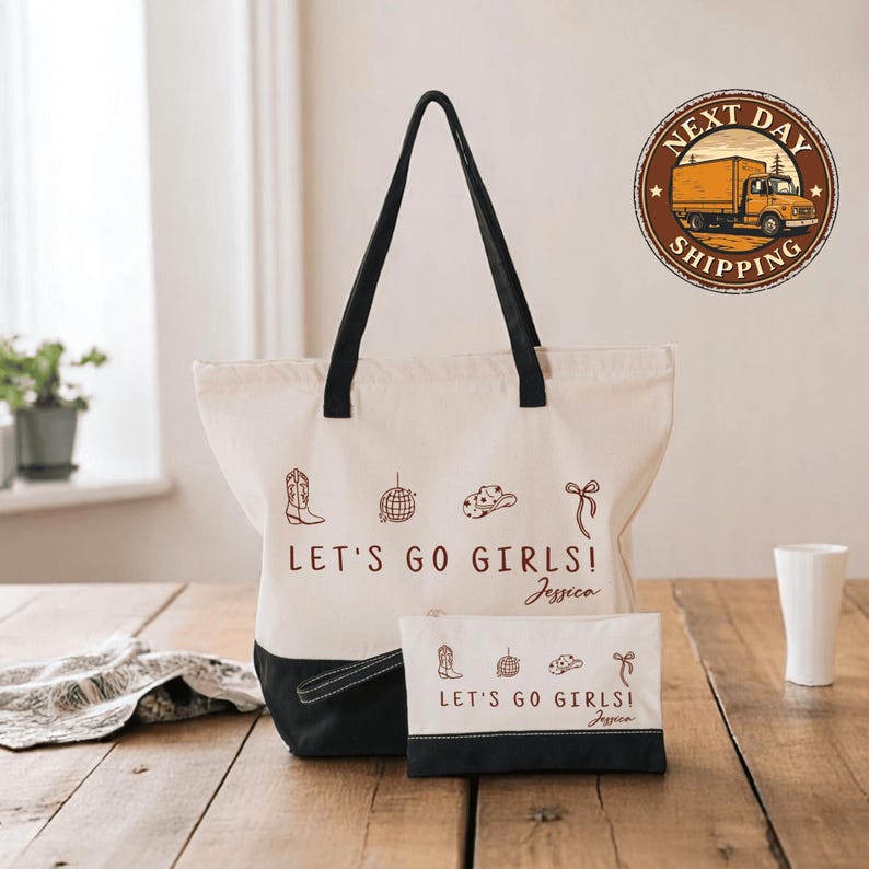a tote bag sitting on top of a wooden table