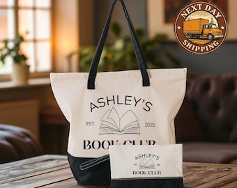 Custom Book Club Canvas Tote Bag, Reading Group Tote, Literary Gift Tote, Book Lover Essentials Bag, Personalized Library Tote