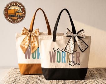 Custom Social Worker Tote Bag, Social Worker Gifts, Personalized MSW Student Gifts, MSW Graduation Gifts, Social Worker Appreciation Week