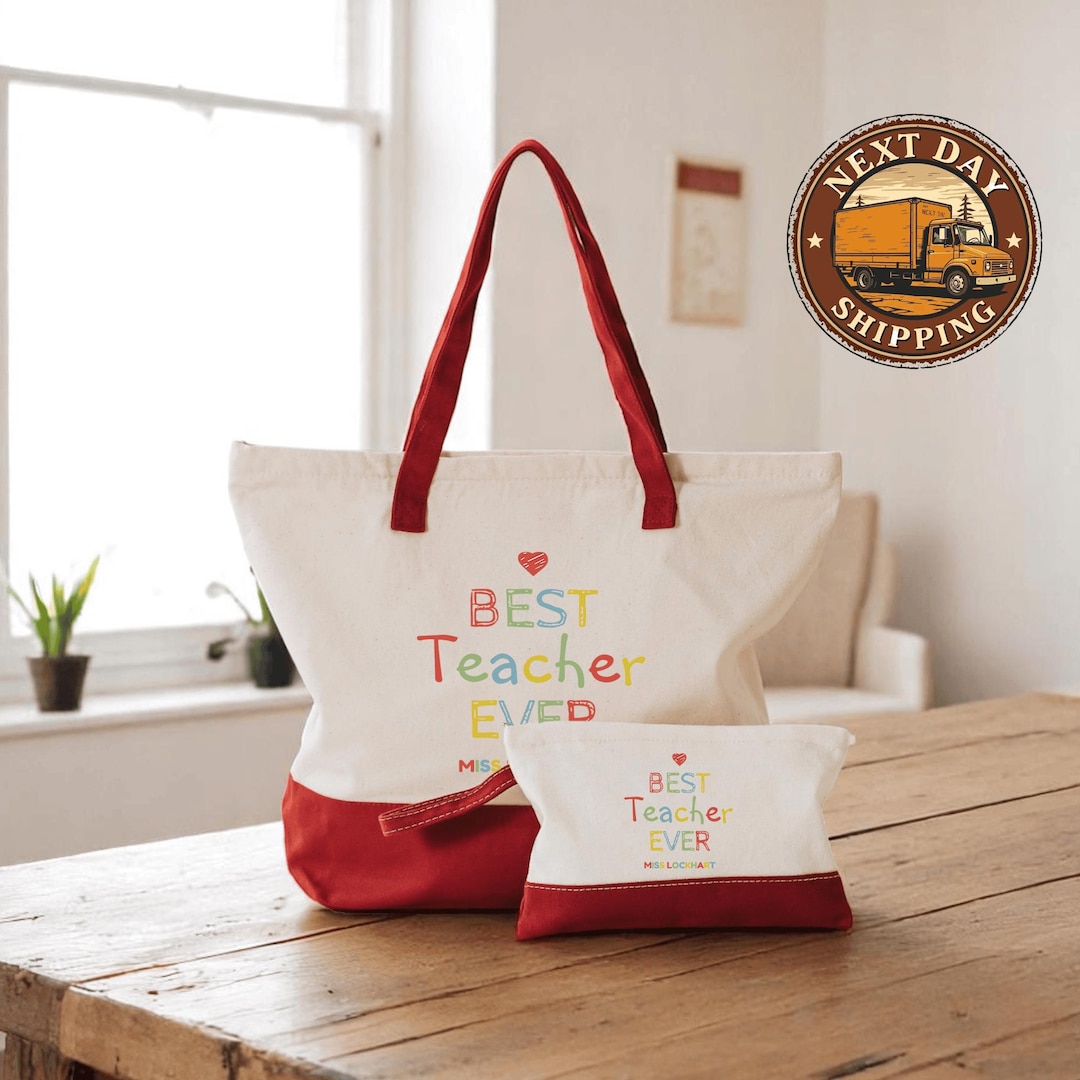 Best Teacher Ever Tote Bag, Teacher Appreciation Gift, Gift for Teacher ...