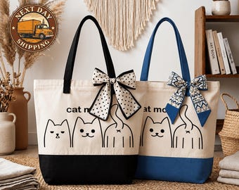 Funny Cat Mom Canvas Tote Bag, Cat Lover Gift Tote, Cute Kitty Humor Bag, Pet Mom Essentials Tote, Animal Lover Tote