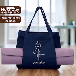 Custom Yoga Mat Holder Tote Bag, Personalized Yoga Tote Bag, Canvas Yoga Bag with Mat Holder, Organic Pilates Meditation Bag, Yoga Gifts