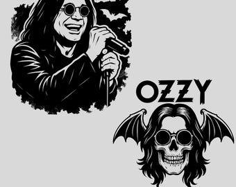 Ozzy Rock Bundle Gothic Skull & Bat Clipart | PNG JPG SVG Digital Download
