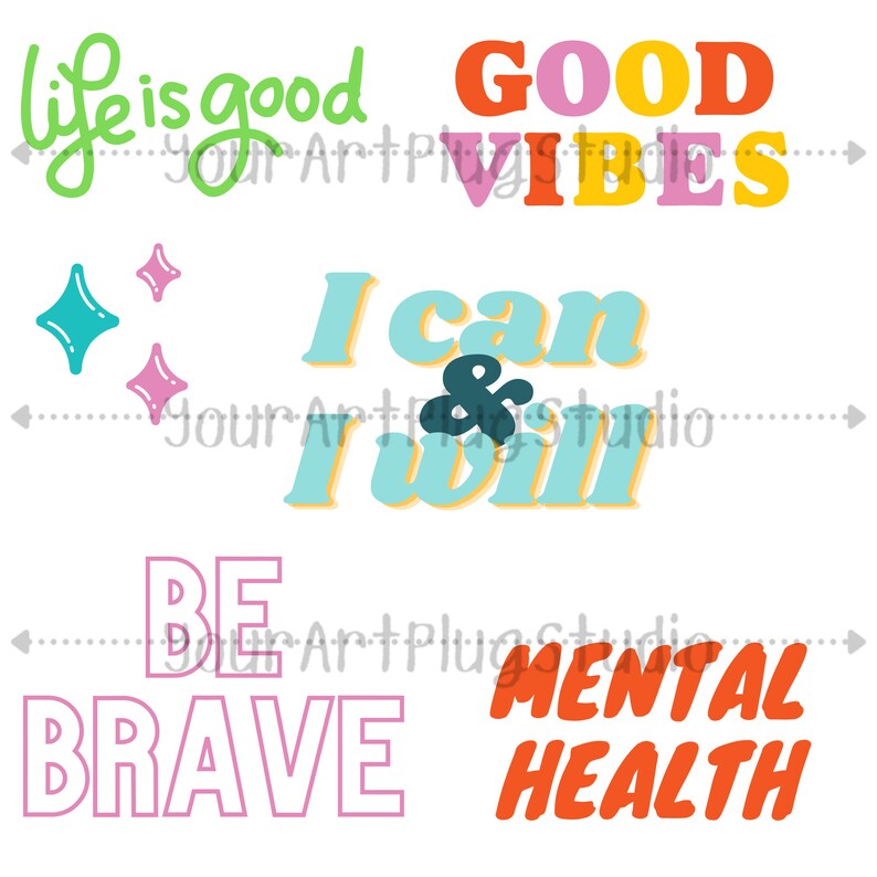 Mental Health Text/Graphic Bundle SVG, PNG, JPG image 1