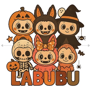 Labubu Halloween Digital Design Bundle | Cute Spooky Bunny PNG JPG SVG | Kawaii |  Halloween Labubu Art for Sublimation, Stickers, T-Shirts