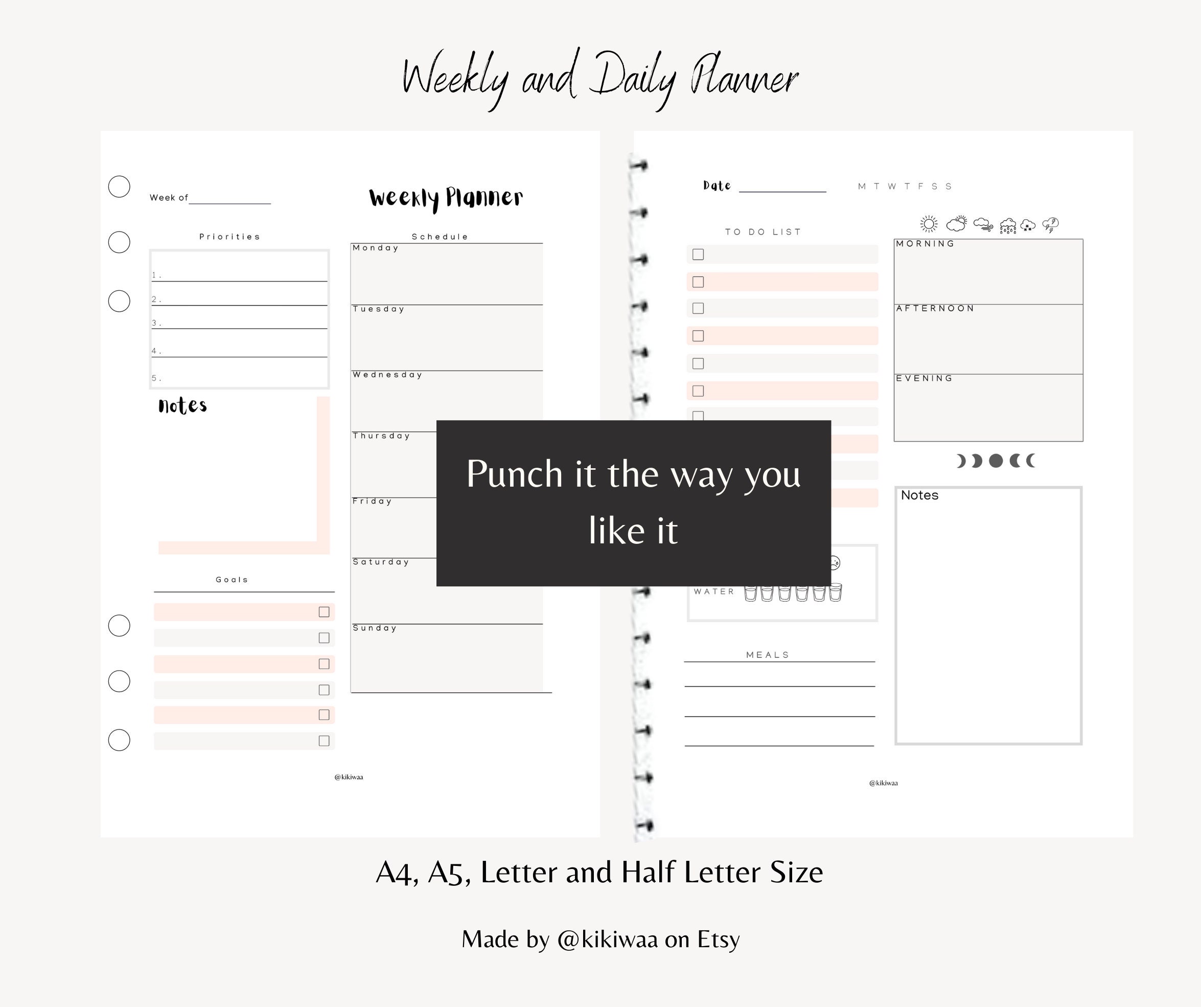 Weekly Planner Printable, Year at a Glance, Daily Planner, Daily