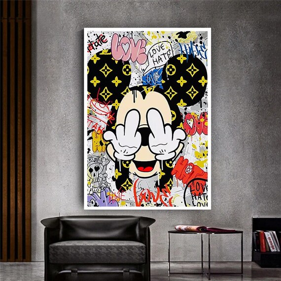 Graffiti Funny Mickey Mouse Canvas Art Luxury Painting Fashion - Etsy Graffiti Funny Mickey Mouse Canvas Art Luxury Painting Fashion - Etsy