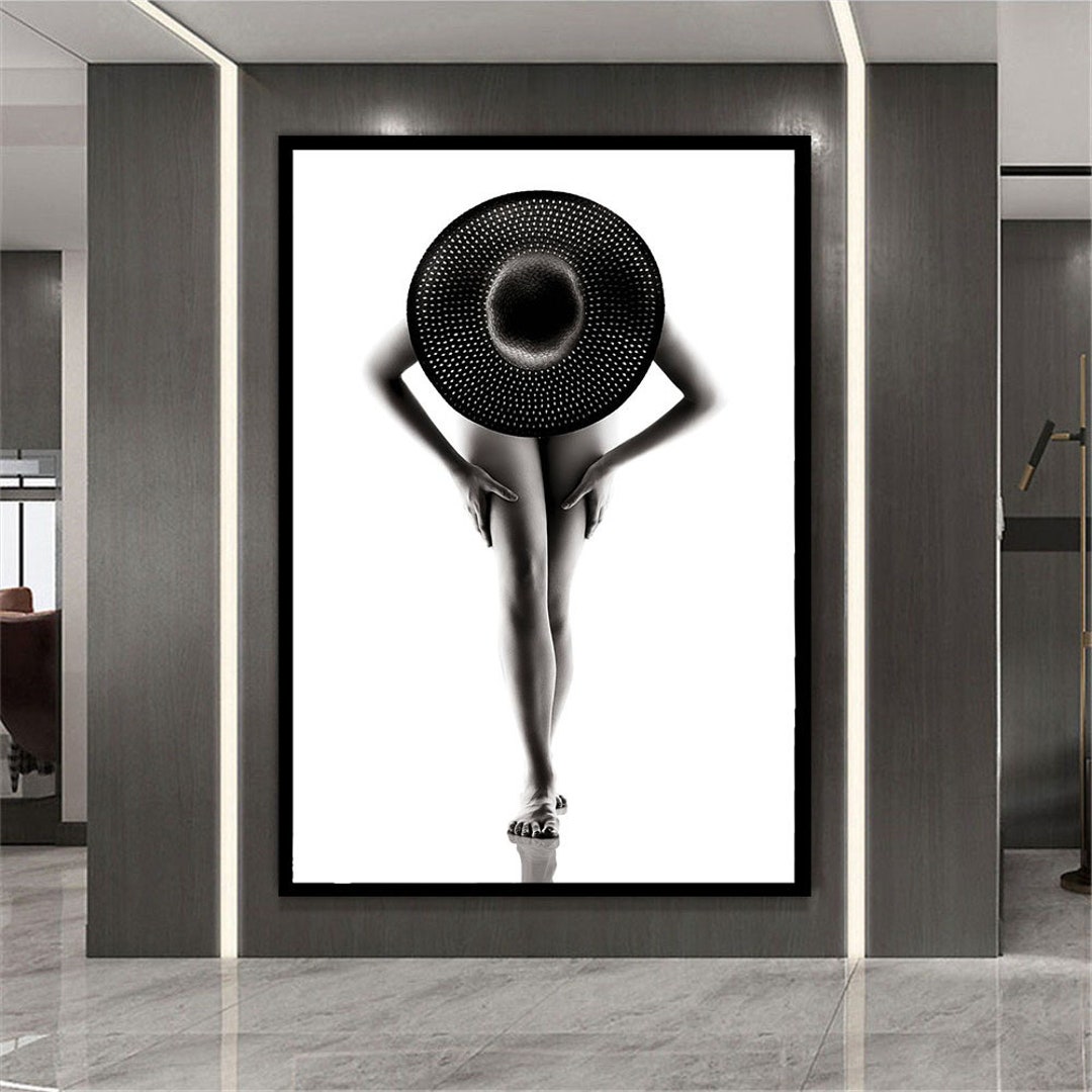 Naked Woman in Hatwoman Canvas Wall Art Sexy Woman Canvas - Etsy