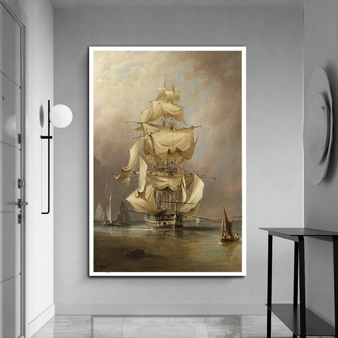 Ship Canvas Painting , Sailing Ship Canvas Wall Art, Ships Canvas Print