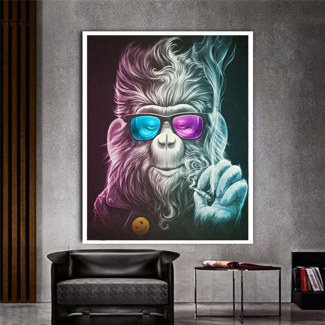 Modern Artwork Chimpanzee Art Monkey Canvas Art Abstract Etsy