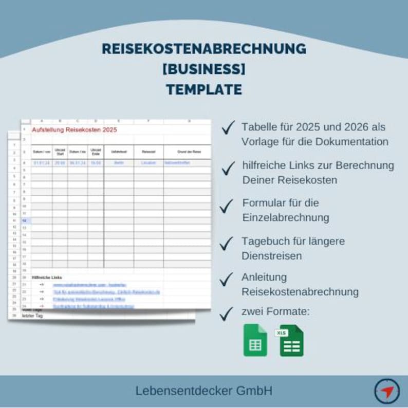 Travel Expense Report Template 2025 + 2026 [Business] | Excel + Google Sheets Spreadsheet image 1