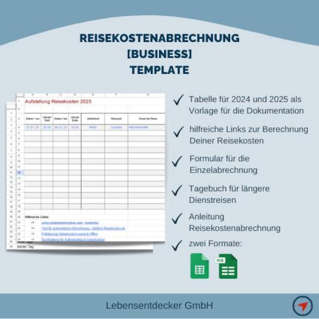  Foto zu Vorlage Reisekostenabrechnung 2024 + 2025 [Business] 