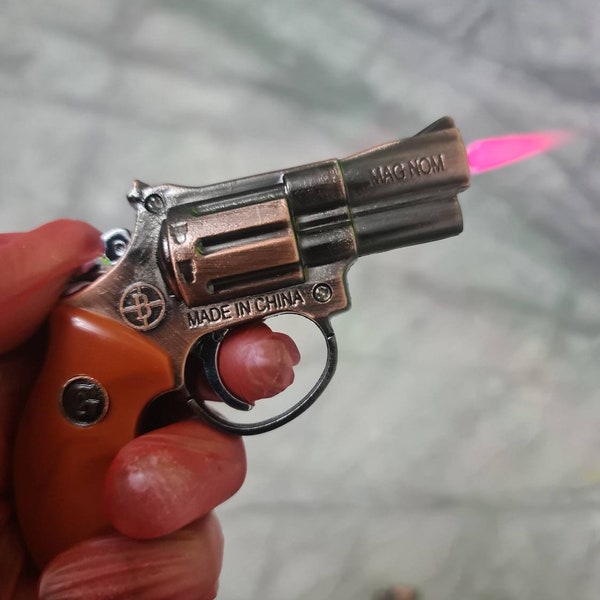 Wooden style gun lighter with led bright torch