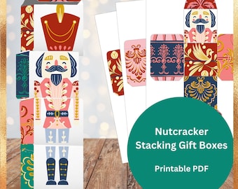 Stacking Nutcracker Gift Boxes | Printable Instant Download | For Stocking Stuffer, Party Favor, Treat Boxes, Secret Santa gift, Jewelry box