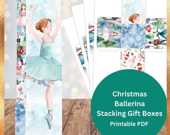 Ballerina Stacking Gift Boxes | Printable Instant Download | For Stocking Stuffer, Party Favor, Treat Boxes, Secret Santa gift, Jewelry box