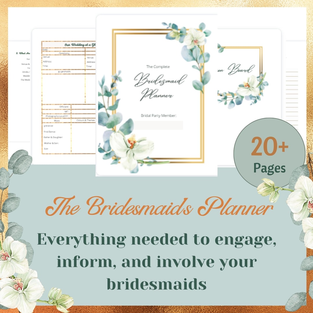 Bridesmaid's Printable Planner Essential Digital Etsy