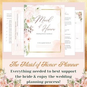 Maid of Honor Wedding Planner: Bridal Shower, Bachelorette and Speech planning Guide (Digital Download)