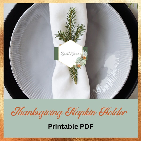 Customizable, Moody, Fall Wedding, Thanksgiving, Halloween, Digital Download, Printable Napkin Holder Rings Canva Template