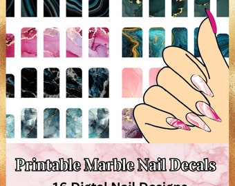 Colorful and Elegant Marble, Marbling, Swirl, Digital Download, Printable Nail Wrap Transfer Waterslide Decal Stickers Art DIY