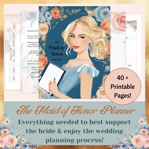 Maid of Honor Planner - Printable Digital Wedding Guide for bachelorette, bridal shower, speech, dress, bridal party, & wedding planning