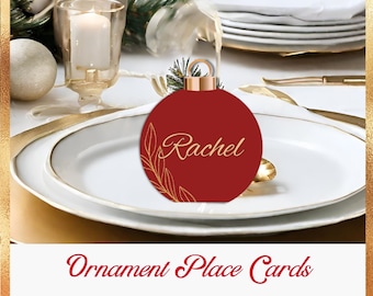 Christmas Ornament Place Card: Customizable Dinner Guest Template (Printable)