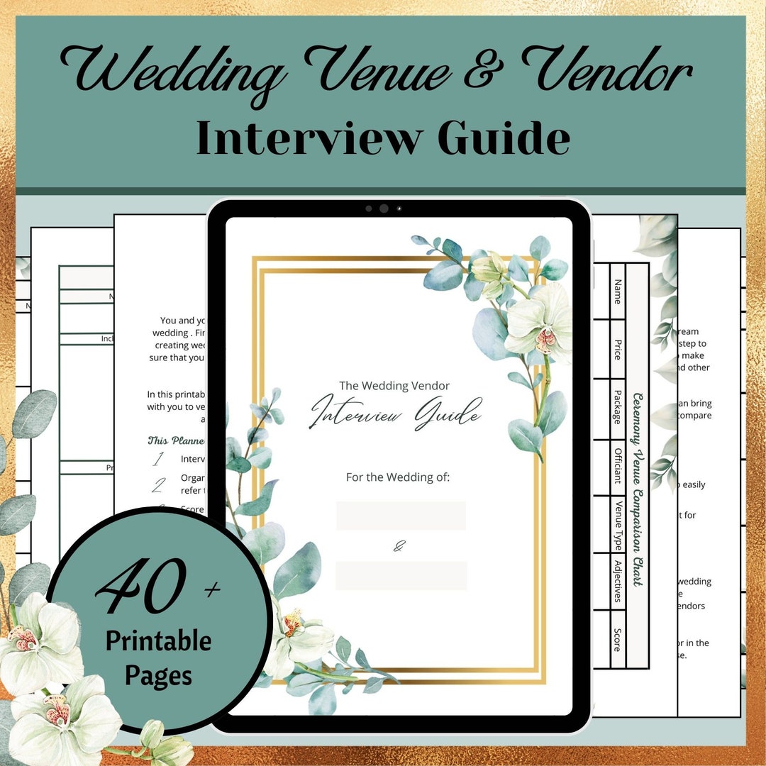 Wedding Vendor and Venue Interview Guide Digital Printable Planner for ...