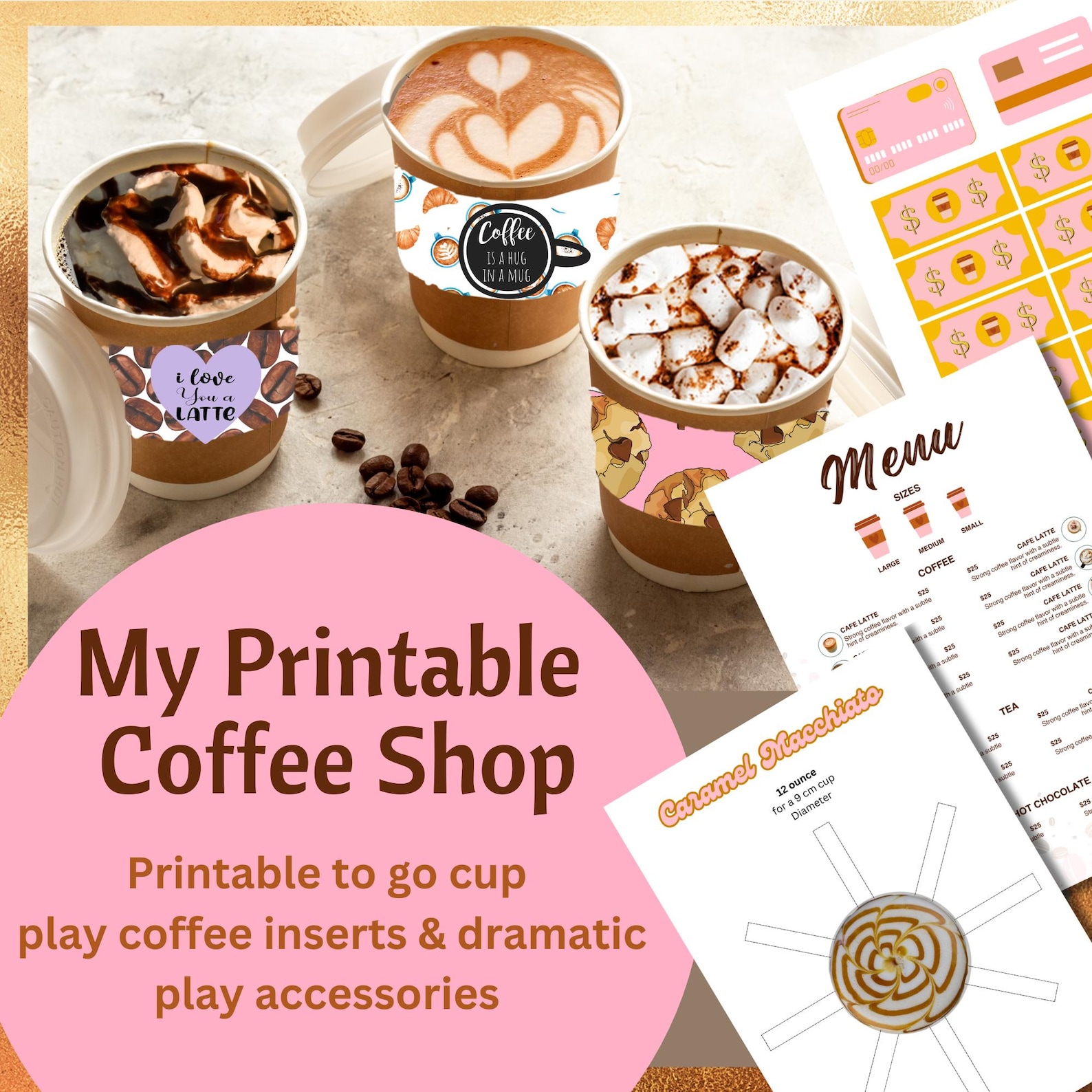 Printable Coffee Shop Kit: Pretend Play Drink Inserts (digital Download ...
