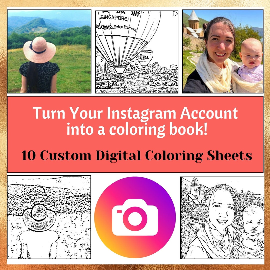 Custom Printable Instagram Coloring Book Colouring Pages - Etsy