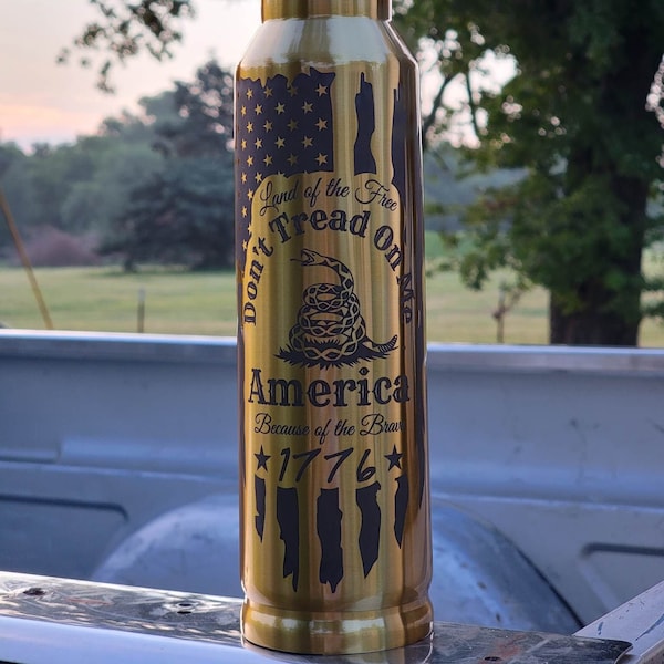 Bullet Tumbler,American Flag Bullet Thermos,Gift for Hunter,Father's Day Gift,Dad Tumblers,Patriotic Bullet Tumbler,Engraved Bullet Thermos