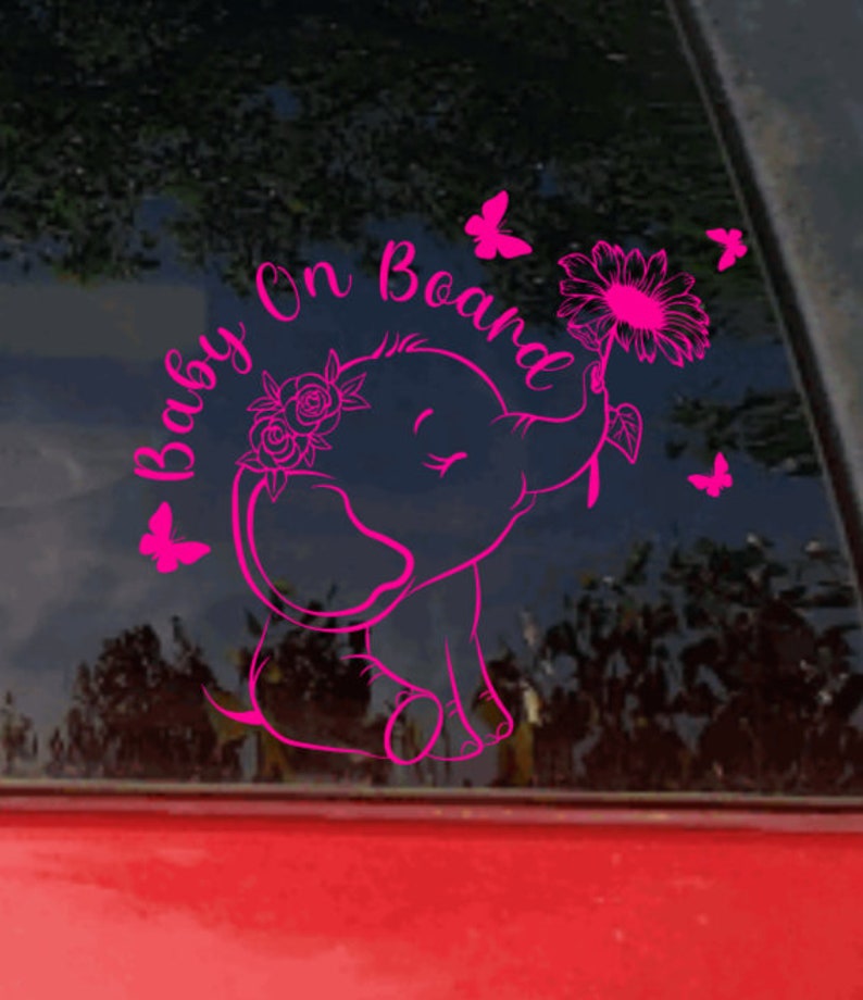 Baby Elephant on Board Decal Car Decals Baby Decal Car Etsy