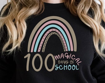 100 magical days of school SVG, 100 days of school SVG, last day of school SVG, Boho rainbow svg, scho cricut cut file, dxf, png