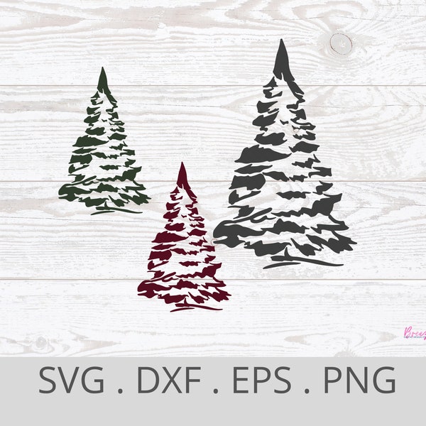 Snowy trees svg, christmas trees svg, snowy tree clipart, tree vector, pine trees, cricut cut file, dxf, png