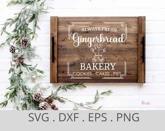 Zawsze świeże piernikowe pieczywo svg, znak bożonarodzeniowy farmhouse svg, piernik svg, plik do cięcia świątecznego pieczenia, png, dxf
