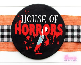 Türhänger SVG für Cricut, Halloween Türhänger svg, Runde Schilder SVG Bundle, Rundes Halloween Schild SVG, Halloween Svg, Haus des Schreckens svg