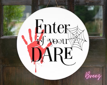Türaufhänger SVG für Cricut, Halloween Türhänger svg, Runde Schilder SVG Bundle, Rundes Halloween Schild SVG, Enter if you dare svg