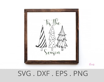 Tis het seizoen svg, vrolijke kerstmis svg, kerstboom teken, feestelijk kussen, vakantie zeggen, digitaal gesneden bestand svg