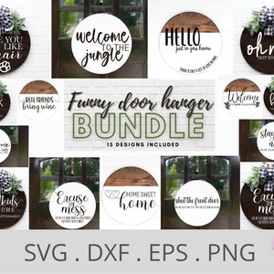 Door hanger SVG for cricut, Round Signs SVG bundle, Round SVG files, Welcome to our home svg, funny door hanger cut files, svg bundle