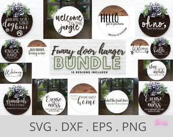 Door hanger SVG for cricut, Round Signs SVG bundle, Round SVG files, Welcome to our home svg, funny door hanger cut files, svg bundle