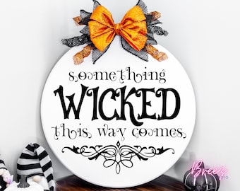 Türhänger SVG für Cricut, Halloween Türhänger svg, Etwas böses SVG, Rundes Halloween Schild SVG, Halloween Svg, Haus des Schreckens