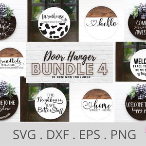 Door hanger SVG for cricut, Round Signs SVG bundle, Round SVG files, Farmhouse Welcome door signs, funny door hanger cut files, svg bundle