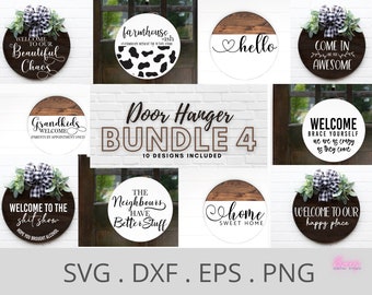 Door hanger SVG for cricut, Round Signs SVG bundle, Round SVG files, Farmhouse Welcome door signs, funny door hanger cut files, svg bundle
