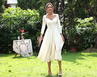 Midi Wedding Dress - Etsy