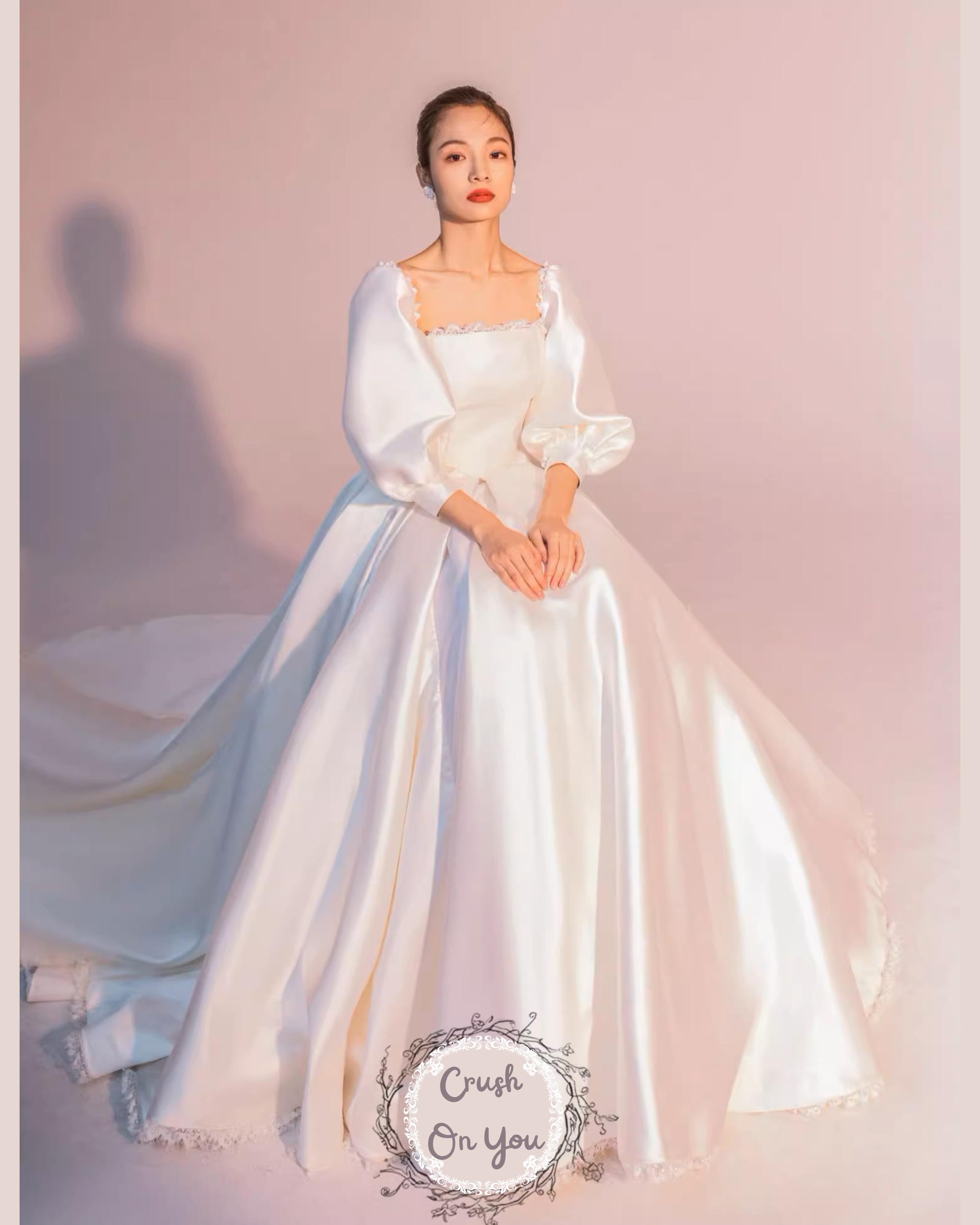 Exceptional Satin Princess Wedding Dress Victorian Wedding Classical ...